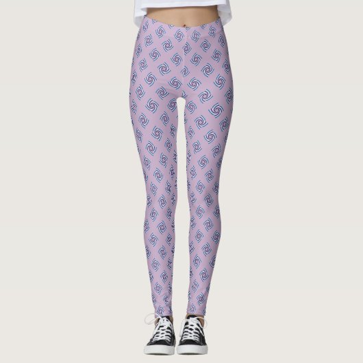 Swirl Pattern - Navy Blue Sky Blue Leggings (Voorkant)