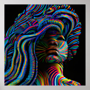 Swirl regenboog haar zwart melanine afro koningin poster