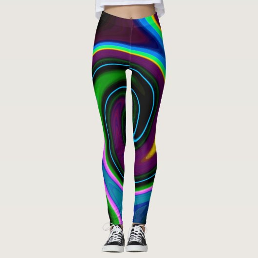 Swirl Retro Blue Leggings (Voorkant)