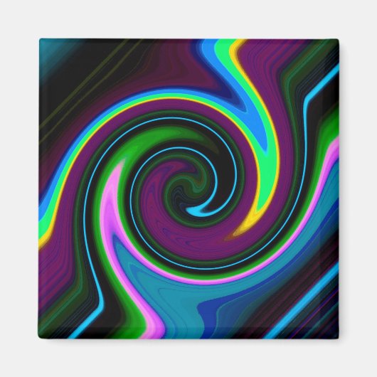 Swirl Retro Blue Magneet (Voorkant)