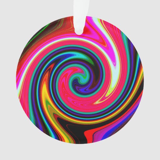 Swirl Retro Neon Red Ornament (voorkant)