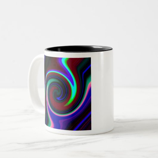 Swirl Retro Neon Tweekleurige Koffiemok (Voorkant links)