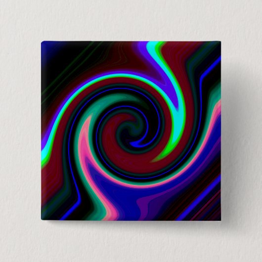 Swirl Retro Neon Vierkante Button 5,1 Cm (Voorkant)