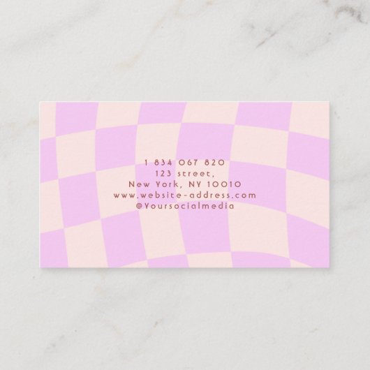 Swirl Roze Retro Checkerboard Nail Salon Visitekaartje (Achterkant)