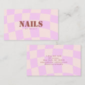 Swirl Roze Retro Checkerboard Nail Salon Visitekaartje (Voorkant / Achterkant)