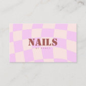 Swirl Roze Retro Checkerboard Nail Salon Visitekaartje (Voorkant)