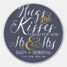 Swirl Script Mr. en Mrs Wedding Favor Sticker