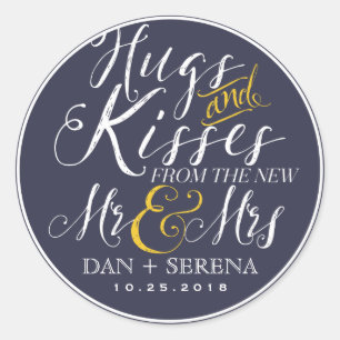 Swirl Script Mr. en Mrs Wedding Favor Sticker