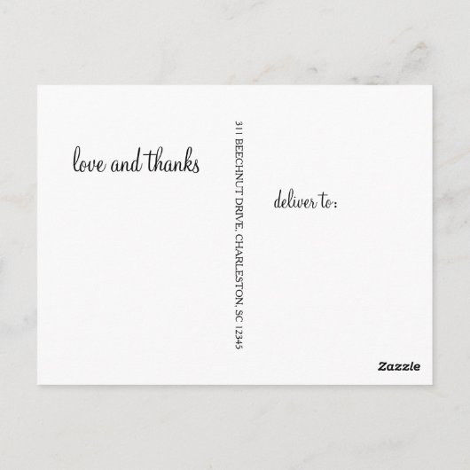 Swirl Script Typografie Wedding Dank u Briefkaart (Achterkant)