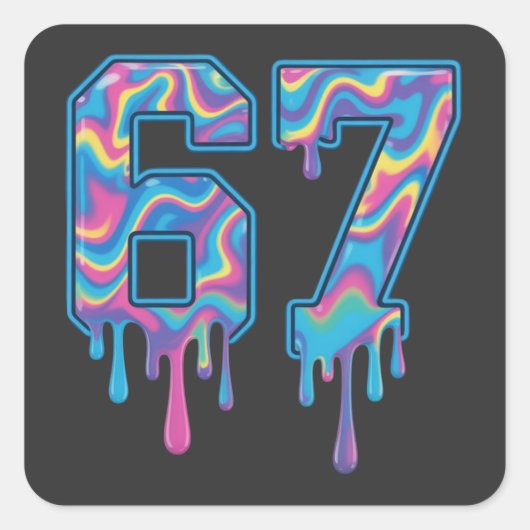 Swirl Six Seven Drip 6 7 Meme Gen Alpha Slaang Vierkante Sticker (Voorkant)