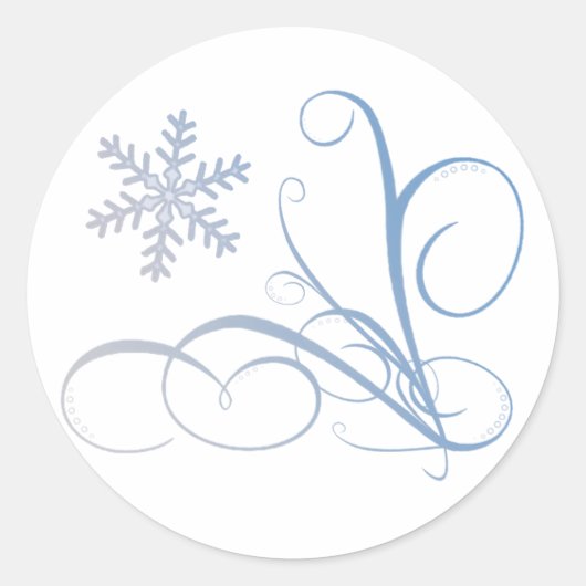 Swirl & Sneeuwvlok Ronde Sticker (Voorkant)