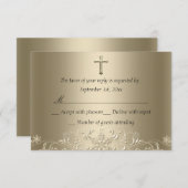 Swirl Snowflake & Cross Gold Doop RSVP (Voorkant / Achterkant)