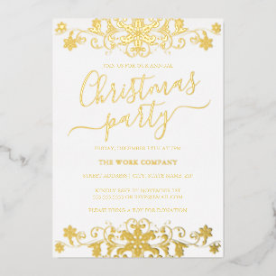 Swirl Snowflake White Corporate Christmas Party Folie Uitnodiging
