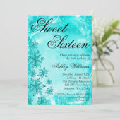 Swirl Snowflakes Blauwgroen Sweet 16 Winter Wonder Kaart (Staand voorkant)