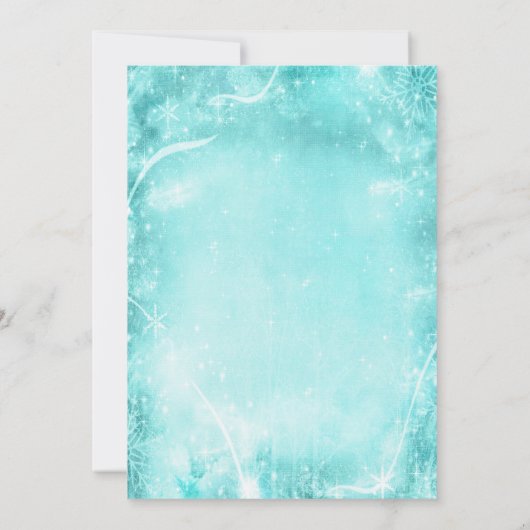 Swirl Snowflakes Blauwgroen Sweet 16 Winter Wonder Kaart (Achterkant)
