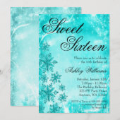 Swirl Snowflakes Blauwgroen Sweet 16 Winter Wonder Kaart (Voorkant / Achterkant)