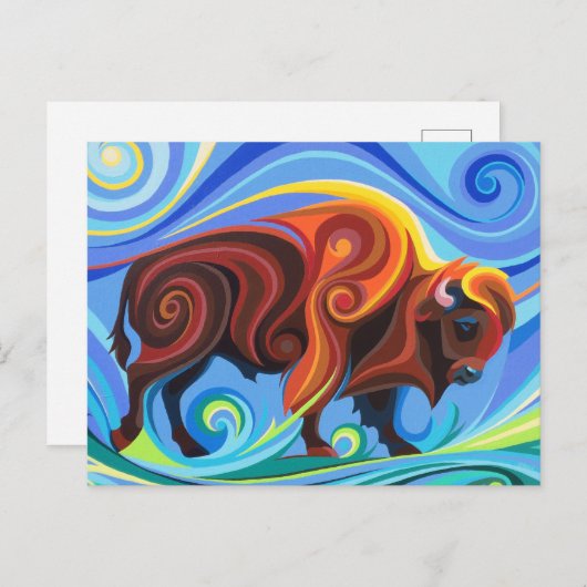 Swirl Spirits Buffalo Bison Briefkaart Power Anima (Voorkant / Achterkant)