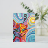 Swirl Spirits Luna Moon Cat Briefkaart Spirit Anim (Staand voorkant)