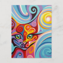 Swirl Spirits Luna Moon Cat Briefkaart Spirit Anim