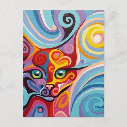 Swirl Spirits Luna Moon Cat Briefkaart Spirit Anim (Voorkant)