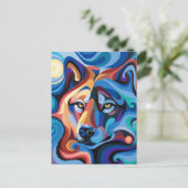 Swirl Spirits Wolf Briefkaart Spirit Power Animal (Staand voorkant)