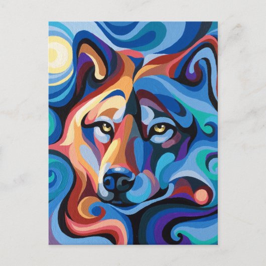 Swirl Spirits Wolf Briefkaart Spirit Power Animal (Voorkant)