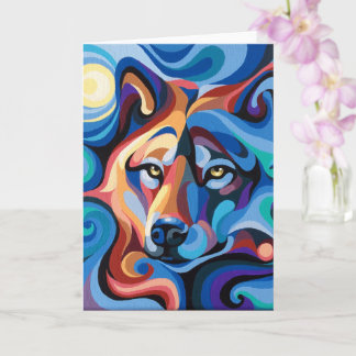Swirl Spirits Wolf Gevouwen Wenskaart Wildlife Kaart