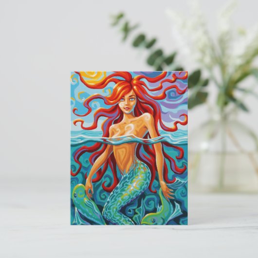 Swirl Spirits Zeemeermin Briefkaart Ocean Fish Bea (Staand voorkant)