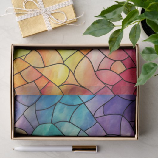 Swirl Tegels Regenboogglas Decoupage Tissuepapier (Geschenk)