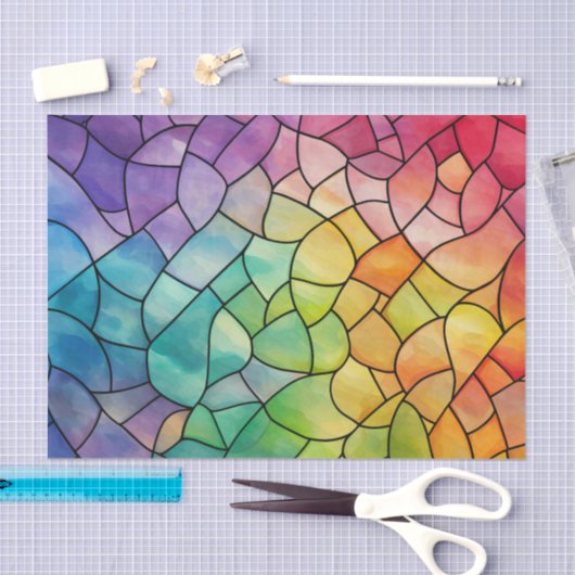 Swirl Tegels Regenboogglas Decoupage Tissuepapier (Craft)