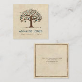 Swirl Tree - Marmer- en goudbladeren Vierkante Visitekaartje (Voorkant / Achterkant)