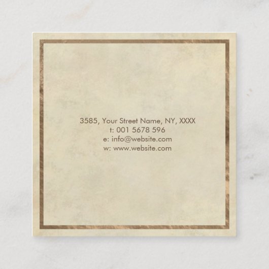 Swirl Tree - Marmer- en goudbladeren Vierkante Visitekaartje (Achterkant)