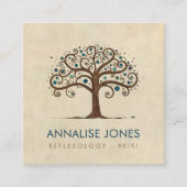 Swirl Tree - Marmer- en goudbladeren Vierkante Visitekaartje (Voorkant)