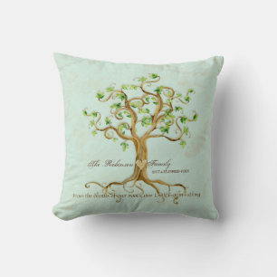 Swirl Tree of Life Roots Gepersonaliseerde Familie Kussen