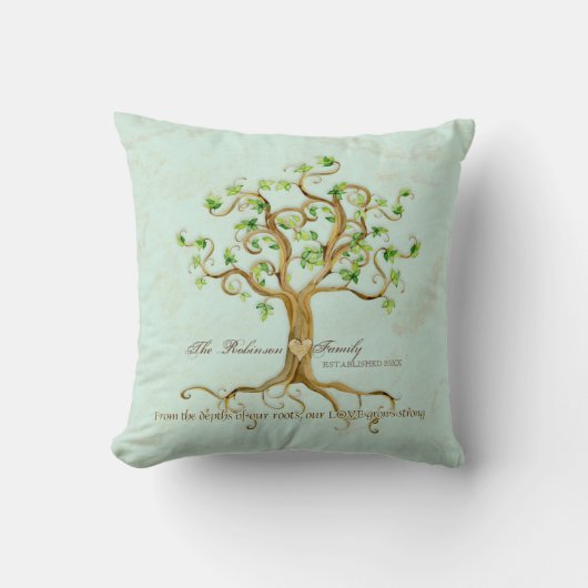 Swirl Tree of Life Roots Gepersonaliseerde Familie Kussen (Voorkant)