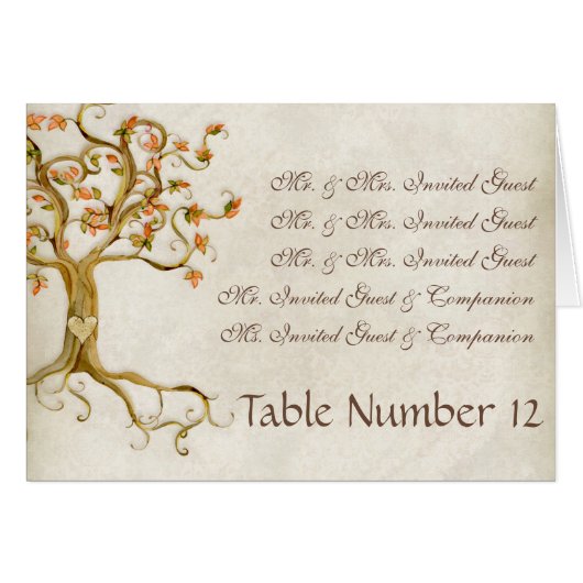 Swirl Tree Roots Antiek Tan Escort Place Cards (Voorkant Horizontaal)