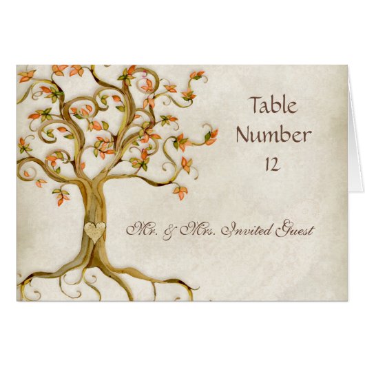 Swirl Tree Roots Antiek Tan Escort Place Cards (Voorkant Horizontaal)