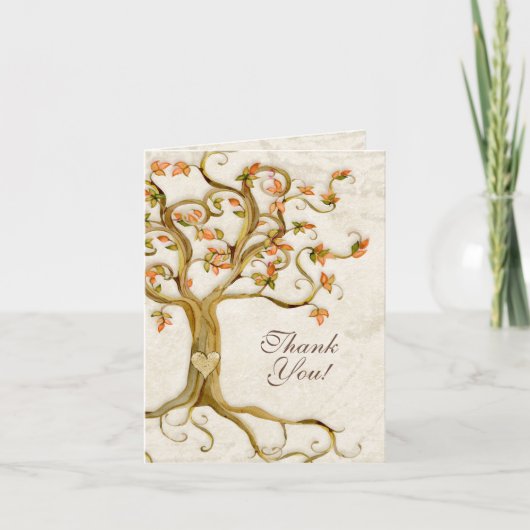 Swirl Tree Roots Antique Tan Custom Thank You Note Bedankkaart (Voorkant)