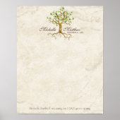 Swirl Tree Roots Antique Tan Wedding Signing Sheet Poster (Voorkant)