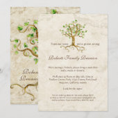 Swirl Tree Roots Antiqued Family Reunion nodigt ui Kaart (Voorkant / Achterkant)