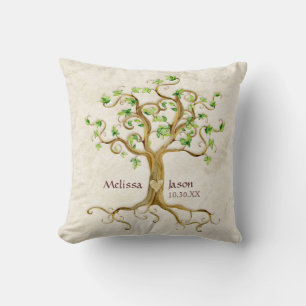 Swirl Tree Roots Antiqued Family Reunion nodigt ui Kussen