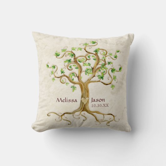 Swirl Tree Roots Antiqued Family Reunion nodigt ui Kussen (Voorkant)