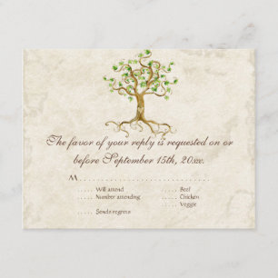 SWirl Tree Roots Antiqued Sage RSVP-reactiekaart RSVP Kaartje