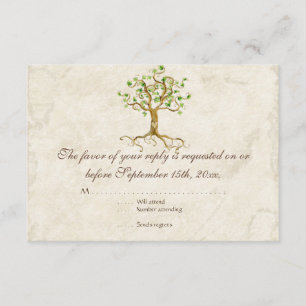 SWirl Tree Roots Antiqued Sage RSVP-reactiekaart RSVP Kaartje