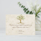SWirl Tree Roots Antiqued Sage RSVP-reactiekaart RSVP Kaartje (Staand voorkant)
