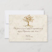 Swirl Tree Roots Antiqued Tan RSVP Response Kaart (Voorkant)