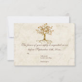 Swirl Tree Roots Antiqued Tan RSVP Response Kaart (Voorkant)