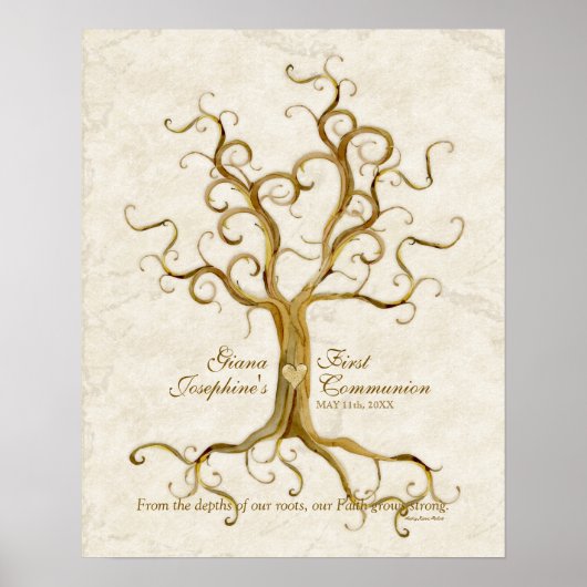 Swirl Tree Roots Antiqued Thumb Print Reception (Voorkant)