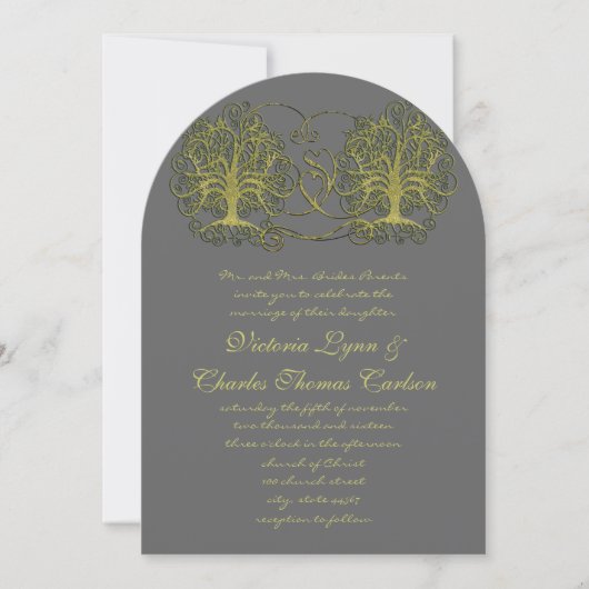 Swirl Tree Roots of Love Wedding Invitation Kaart (Voorkant)