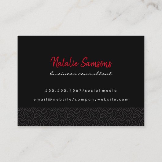 Swirl-trim monogram visitekaartje (Achterkant)